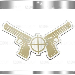 Dual Pistol Crosshair Stainless Steel Dual Layer Car Truck Emblem Decal - Bild 1 von 4