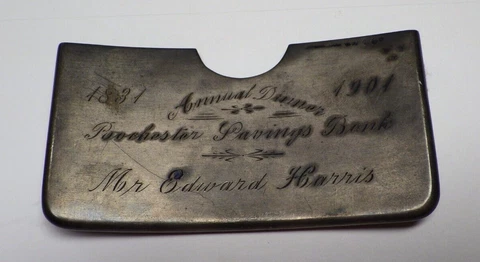 Antique Sterling Silver Card Case Edward Harris Rochester Savings Bank NY   FM Cover
