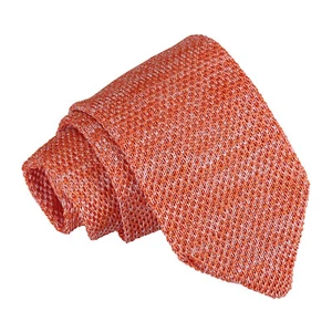 Corbata naranja delgada tejida mezcla lisa moteada moderna de DQT - Imagen 1 de 2