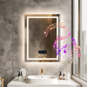 LUVODI Bluetooth LED Bathroom Mirror Dual Lights Anti-Fog Makeup Mirror Music - Picture 1 of 22