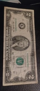 2 Dollar Bill Star Note Super Rare Fancy Serial Number Low Run And Print Size - Picture 1 of 4