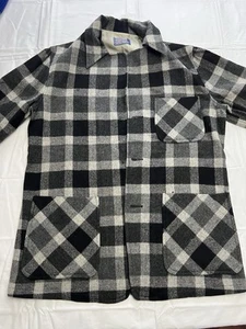 Camisa de Lana Pendleton Para Hombres Pequeña Cuadros Búfalo Gris Franela Agujeros Daños Leer - Imagen 1 de 15