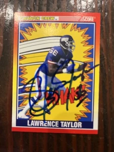 Lawrence Taylor 1990 Score Crunch Crew #552 Autographed Signed AUTO AUTHENTIC - Picture 1 of 2