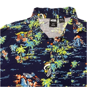 Star Wars Mandalorian Baby Yoda Grogu Hawaiian Shirt Mens Sz XXL Blue Aloha Palm - Picture 1 of 7