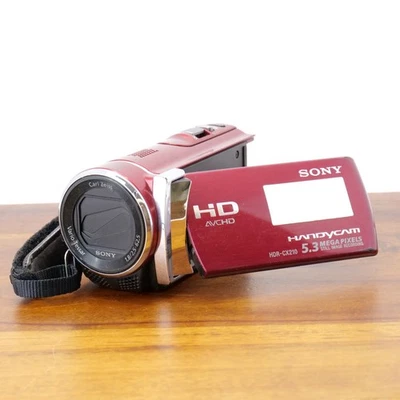 Sony Handycam HDR-CX210 Camcorder Red FOR PARTS BLACK SCREEN - Image 1 of 4
