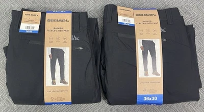 Eddie Bauer RAINIER Hombre Lote de 2 Pantalones Forrados de Vellón Resistentes al Agua Negro 36x30 Foto 1 de 4