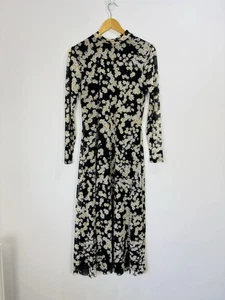 Mint Velvet Dress Women Size 12 Black Floral Mesh High Neck Long Sleeve Maxi - Picture 1 of 9