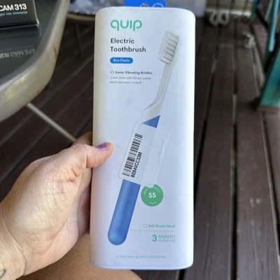 Quip аккумуляторная электрическая зубная щетка мягкая щетина звуковая зубная щетка синий новый - Изображение 1 из 3