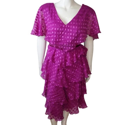 Nuevo con etiquetas Vestido Rosa Calvin Klein Vintage Años 80 Talla 16 XL Niveles Midi Retro Fiesta Nuevo Foto 1 de 4