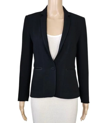REISS Black Latin Waffle Textured Single Button Blazer Jacket S $370 - Image 1 of 4