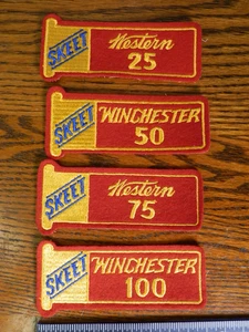 4 Vintage Winchester Western Trap Skeet Straight Shooting Shotgun Shell Patches - Picture 1 of 2