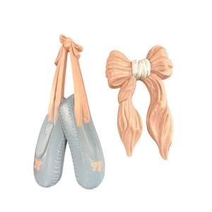 Vtg Homco- Plastic Mall Decor Set of 2- pink blue, ballet slips bows- feminine - Picture 1 of 5