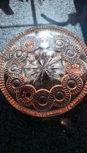 Pink Cake Plate 3-Footed Depression Glass - 9" Diameter - Picture 1 of 4