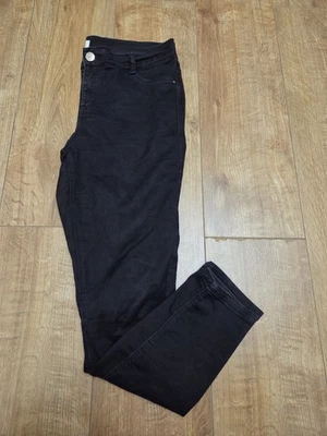 Dorothy Perkins Petite Womens Black Stretch Cotton Straight Jeans Uk 14 Used  - Image 1 of 4