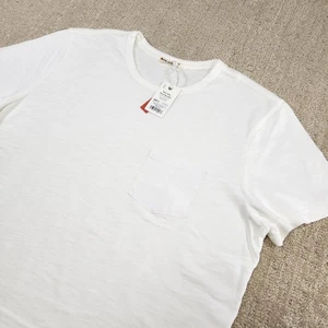 Marine Layer Shirt Men Medium Heavy Slub Cotton Pocket Tee Antique Cream NEW - Picture 1 of 9