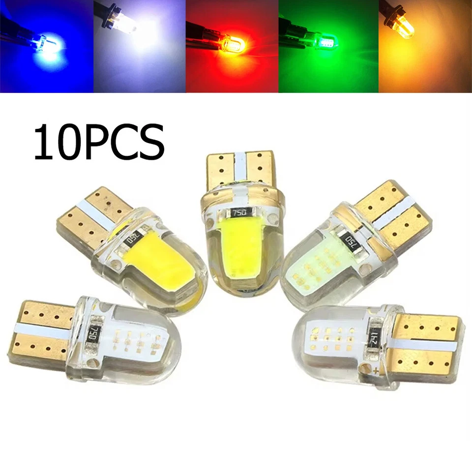 10X T10 Led Light Bulb 1w Silicone Lamp 12v Cob Lights Pcb License-plate Car - Image 1 of 4