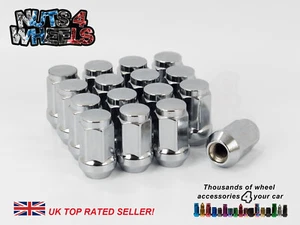 16 x Dome 3/8" UNF Chrome Aftermarket Wheel Nuts 60° Taper 33mm Length 17mm Hex - Picture 1 of 2