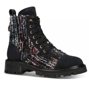 Botas de combate KURT GEIGER LONDON para mujer Kensington tweed con cordones talla 38/8 nuevas sin - Imagen 1 de 7