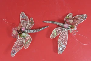 Libelle GOLD ORNAMENT VERZIERT Viktorianischer Stil mit künstlichen Schmucksteinen 2er Set - Bild 1 von 12