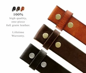 BS001 "No Slot Hole" Full Grain Genuine Cowhide Leather Belt Strap 1-1/2" Wide - Picture 1 of 10