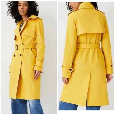 Ann Taylor Petite Mustard Yellow Dopamine Dressing Twill Trench Coat XXS NWT - Image 1 of 4