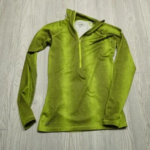 Nike Pro Athletic Top Womens Small Green Micro Fleece Lined 1/2 Zip Mock Neck - Picture 1 of 9