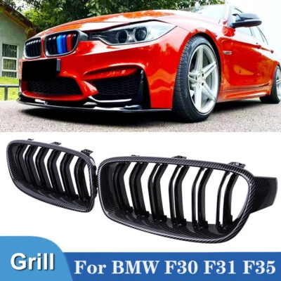 Parrilla delantera de riñón aspecto carbono para BMW F30 F31 F35 320i 328i 330i 340i 2012-18 Foto 1 de 4