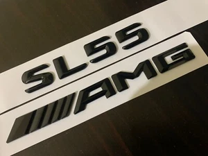 GLOSS BLACK SL55 AMG REAR BOOT BADGE NEW FONT FITS MERCEDES BENZ AMG LETTERS - Picture 1 of 1