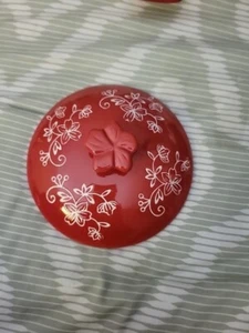 Temp-tations 6,5" Floral Lace Rot & Weiß Bäcker Kuppel Deckel NUR ERSATZDECKEL - Bild 1 von 2