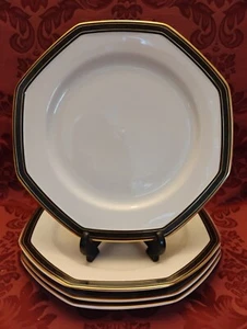 Christopher Stuart Black Dress China Dinner Plates - Set of 4 - Very Nice! - Picture 1 of 4