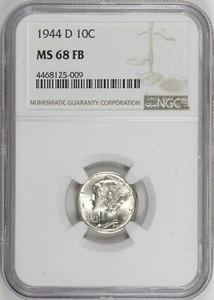 1944-D Mercury Dime 10c NGC MS68 FB Full Bands [BN009] - Picture 1 of 4