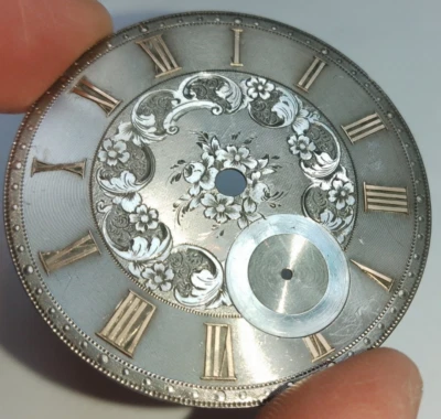 Antique English Silver & Gold fusee lever Pocket Watch dial c1860 45mm - Image 1 of 4