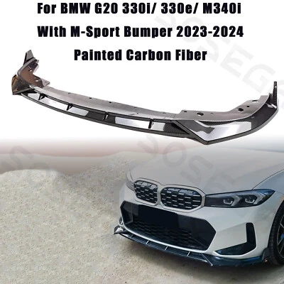 Kits de labios de parachoques delantero de fibra de carbono para BMW M340i 330i M-Sport G20 LCI 2023-2024 Foto 1 de 4