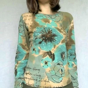 Vintage Y2K Wallis Multicolour Beaded Abstract Graphic Print Top UK 12 Medium - Picture 1 of 7