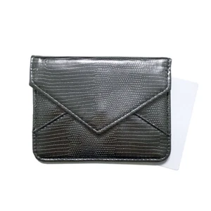 Mini billetera estilo sobre de cuero sintético de peltre con soporte para tarjetas en relieve de cocodrilo - Imagen 1 de 6