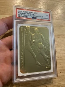 Michael Jordan 23k GOLD PSA 7 Fleer Sticker Rare WHITE BORDER 1998 Serial #6742 - Picture 1 of 12