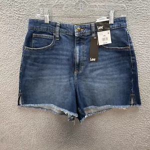 Lee Shorts Womens 8 Medium Blue Heritage Mid Rise Cut Off Distressed Preppy New - Picture 1 of 10