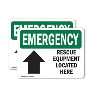 (2 Pack) Rescue Equipment Located Here OSHA Emergency Sign Decal Metal Plastic - Picture 1 of 23