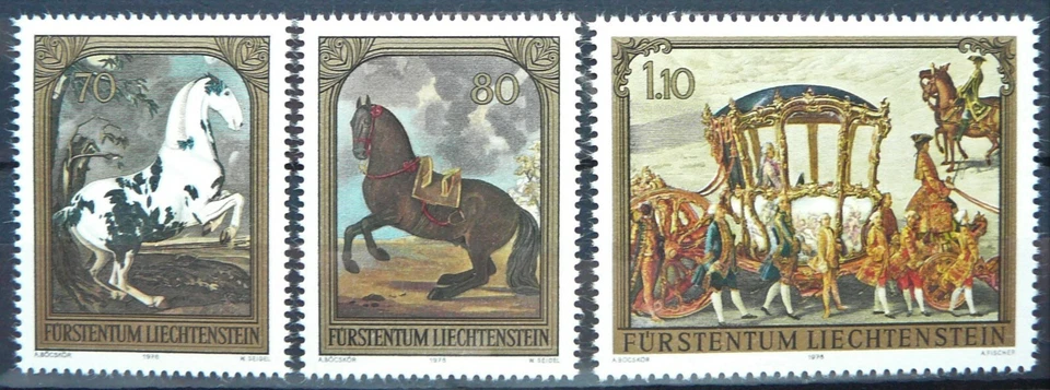 Sellos de Liechtenstein - Caballos en pintura _1978-MNH. Foto 1 de 1