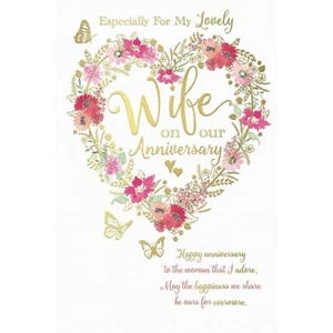 Lovely Wife Anniversary Greeting Card Wedding Anniversary - Picture 1 of 2