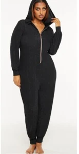 Pagliaccetto Savage X Fenty Sleep & Shine con cappuccio pezzo unico nero caviale XL onzie nuovo con etichette - Foto 1 di 2