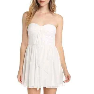 My Michelle front ruffle ivory strapless dress Size XS - Foto 1 di 8