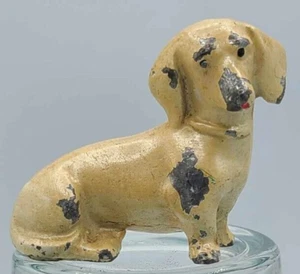 Antique Metal Dachshund Dog Miniature Figurine ~ 2"H - Picture 1 of 9