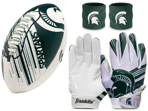 Michigan State Spartans Kids NCAA Air Tech Mini Football, Gloves & Wristbands Cover