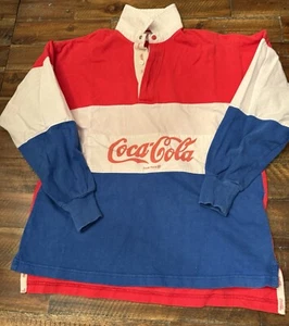 Vintage Coca Cola Red White & Blue Rugby Sz Sm Y14/16? - Picture 1 of 12