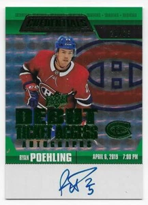 19/20 UPPER DECK CREDENTIALS DEBUT TICKET GREEN AUTOGRAPH Ryan Poehling #20/25 - Picture 1 of 1