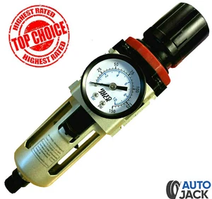 Autojack Luftfilter Regler 3/8" Zifferblatt Druckmesser automatische Entleerung BSP Port - Bild 1 von 12