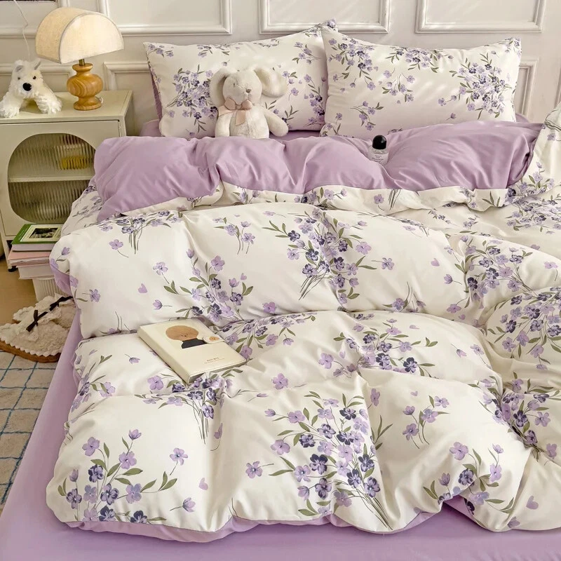 3-Piece Floral Printed Duvet Cover Pillowcases (No Bed Sheet) Bedding Set - Image 1 of 4