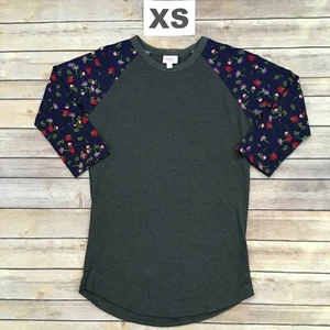 XS RANDY LuLaRoe ~ BLUMENÄRMEL, ANTHRAZITGRAUER BODY ~ Größen 2-4; kostenloser Versand - Bild 1 von 4