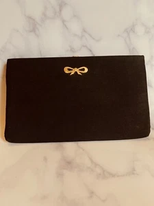 Vintage Black Cloth HL USA Harry Levine Clutch Purse Sleek Evening Handbag - Picture 1 of 7